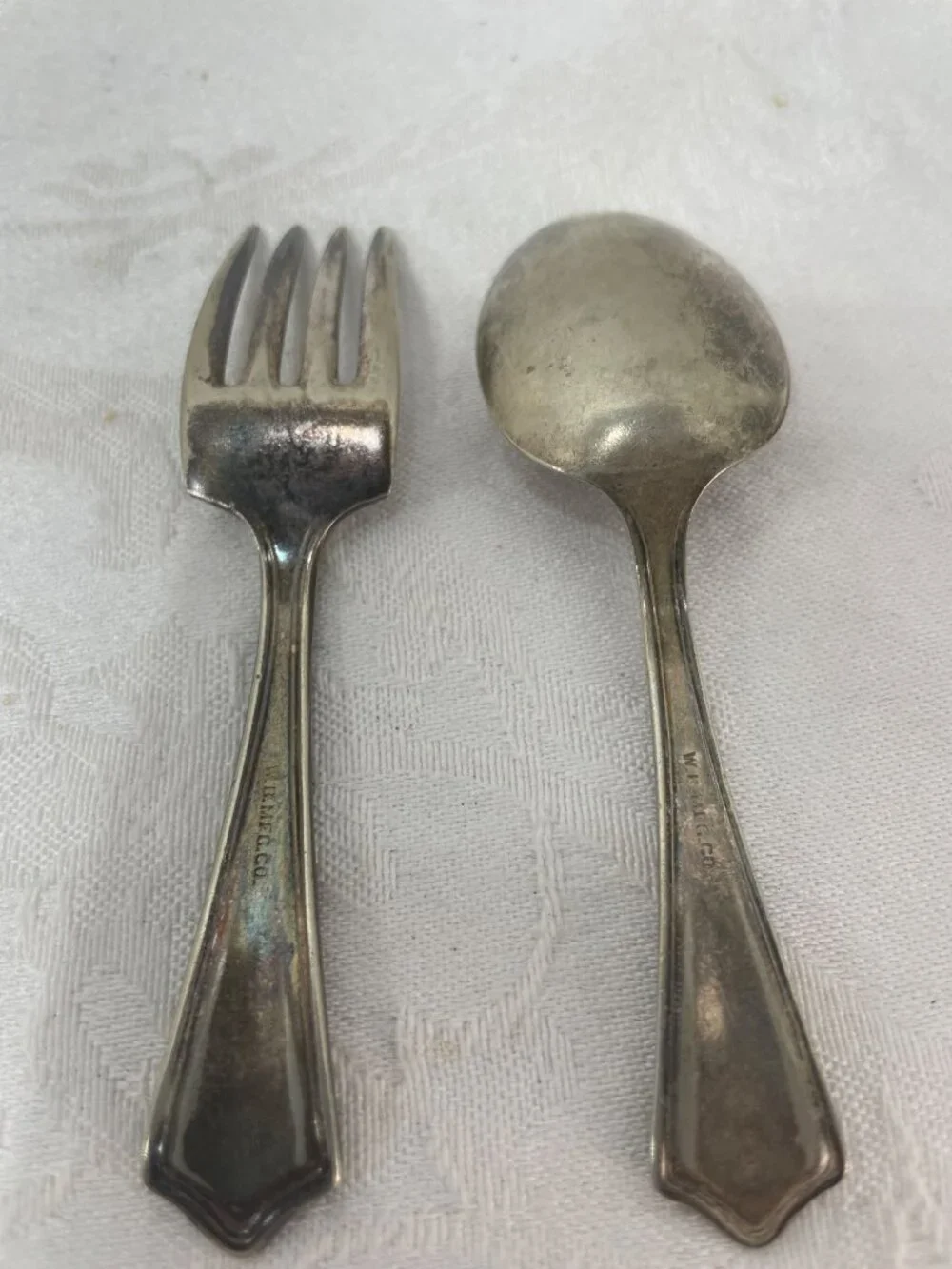 Childs Size Spoon and Fork Antique Elizabeth Silverplate 1918 Wm A. Rogers Mfg.